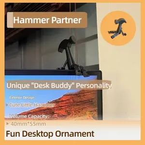 2PCS Cute Hammer Guy Desktop Ornament, Creative Desk Decoration, Mini Hammer-Shaped Stress-Relief Office Gift - Fun Decor for Office & Bedroom (Includes 1 Ornament & 1 ID Card)