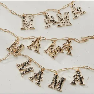 Genuine Leather Animal Print Western Mama / Love Necklace RTS