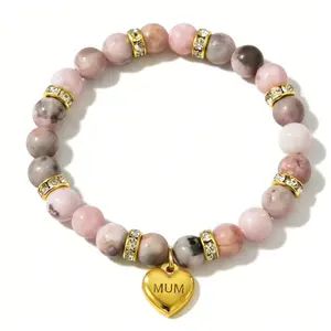 The "Soft Life" Mom Bracelet -  Natural Stone "MUM" Engraved Manifestation Jewelry