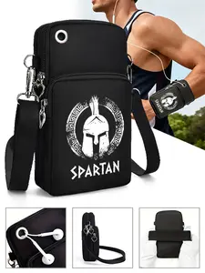 Spartan Helmet Print Crossbody Phone Bag with Multiple Zipper Pockets Lightweight Small Shoulder Messenger Purse for Outdoor Sports Travel Daily Use and Casual Wear Suitable for Fitness Enthusiasts Workout Lovers and Active Lifestyle Adults