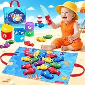 [Summervibes] Bebamour Toddler Fishing Set - 10 in 1 Cloth Fishing Game Toddler Toys with Stacking Cups - Number Counting, Color Sorting Learning, Montessori-Inspired Fishing Game with 22 Pcs for 1 Year Old Boys Girls, Newborn/toddler Birthday Gift