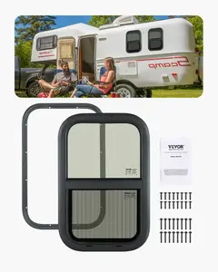 VEVOR Vertical RV Window, 14" W x 22" H Tinted Sliding RV Window with Net Screen & Trim Ring, Fit 15/16" - 1 3/4" Thickness Wall, RV Window Replacement for Teardrop Cargo Trailer Camper, DOT Approved
