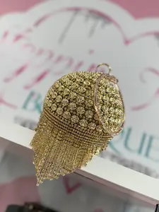 Gold Studded Round Purse with Durable Material for Versatile Use and Elegant Design