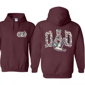 Camo Dad Flying Mallard Duck Hunting Hoodie, Outdoor Camo Duck Hunting Sublimation Hoodie, Mallard Hunting Menswear Graphic Tops