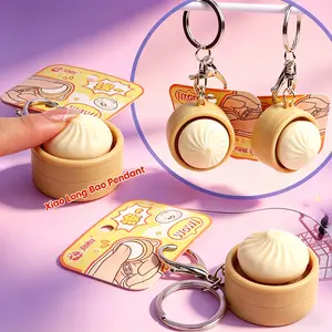 Cute Food Shaped Squishy Keychain - Mini Steamed Bun Fidget Toy, Portable Stress Relief Squeeze Toy, Novelty Bag Charm Gift BJD Doll with Ball Joints and Hand Set Jujutsu Gojo Nendoroid Figure