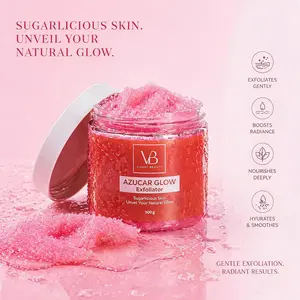 VB Azucar Glow Sugar Scrub 100g | Natural Exfoliating Facial Cleanser, Hydrating Brightening Exfoliant for Smooth Skin & Improved Skin Texture Daily Skin Care