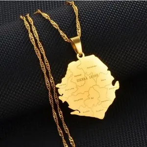 Sierra Leone Necklace, Jewelry, Flag, Map