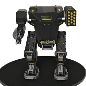 [New versions available!] Homemade Mech Helldivers 6 Inches Tall Collectible Figurine with Chaingun & Rockets or Dual Auto Cannons Black Gray Color Scheme - Action Figure