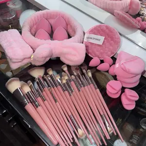 Pink Makeup Brush Set With Beauty Tools 40 Pc