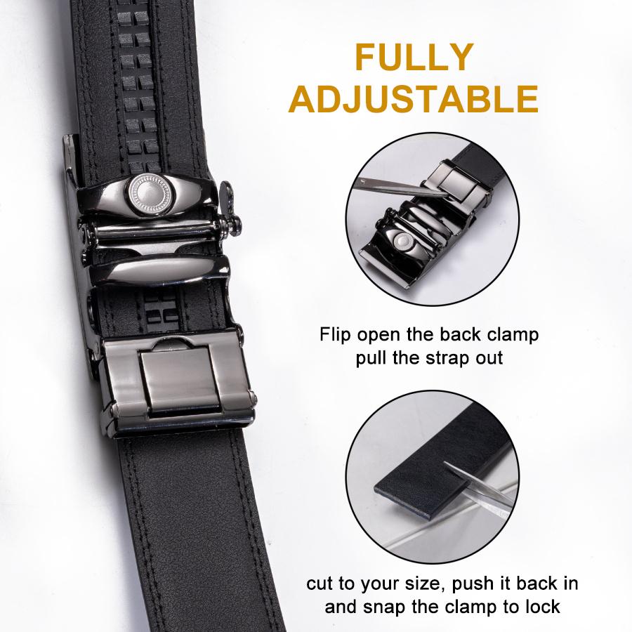 Ailisus Mens Belt Leather Easy Release Ratchet Belt for Business Casual Dress Belt with Adjustable Buckle For Mens Festival Gift SpringStatements