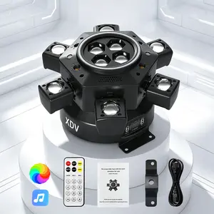 XDV Father's Day 150W 6-Arm Moving Head DJ Stage Light – RGBW Multi-Color Beam LED Effects, Strobe Ambient Light with DMX-512 & Music Sync, Sound Active for Hyped EDM Rave, Weddings, Clubs & Festive Decor, Electronic Lights, Led Lighted