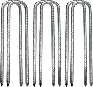 Ground Stakes, Tent Nails, Ground Anchors Garden Staples Steel Galvanized Pegs, Heavy Duty U Landscape Pins for Camping Tents Trampoline Canopies Sheds Ports Gardening 12 Inch 6pack