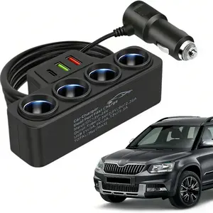 120W 4-Port Fast Car Charger 12V/24V Cigarette Lighter Splitter with Quick Charge 3.0 – Safe Charging for iPhone Samsung Tablet GPS & More Usb Car Connector