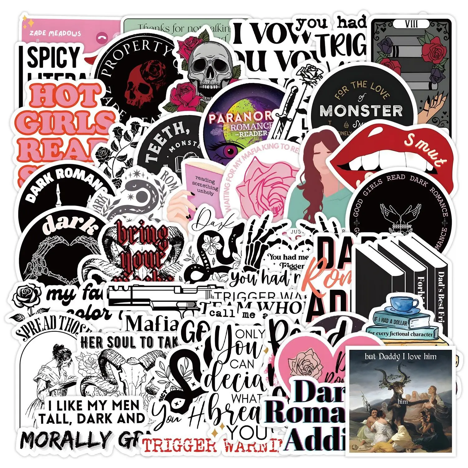 Dark Romance Series Sticker, Decorative Sticker for Scrapbook, Journal, Laptop, Water Bottle, Car, Phone Case, Positive Message Gift, Car Stickers, Decal For Cars, Decal Sticker, Decals Sticker