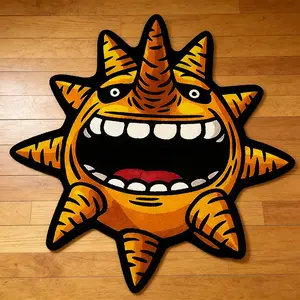 Creative Cartoon Fun Irregular Carpet, Soft Plush Anime Rug, Home Decor Bedside Mat, Velvet Comfortable Carpet for Living Room Bedroom, Cartoon Pattern Rug