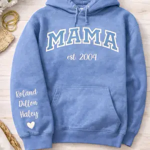 Mama printed hooded Sweatshirt, New Mom Outfit, Pregnancy Reveal Clothing, Happy Mother's Day Gifts, Mom Birthday