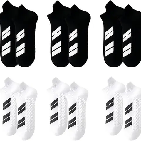 Men’s & Women’s 6-Pair Plain Soft Breathable Sports Compression Ankle Socks, Low-Cut Terry Sole Moisture-Wicking for Training & Workout Athleisure Casual Wear, Soft Breathable Socks
