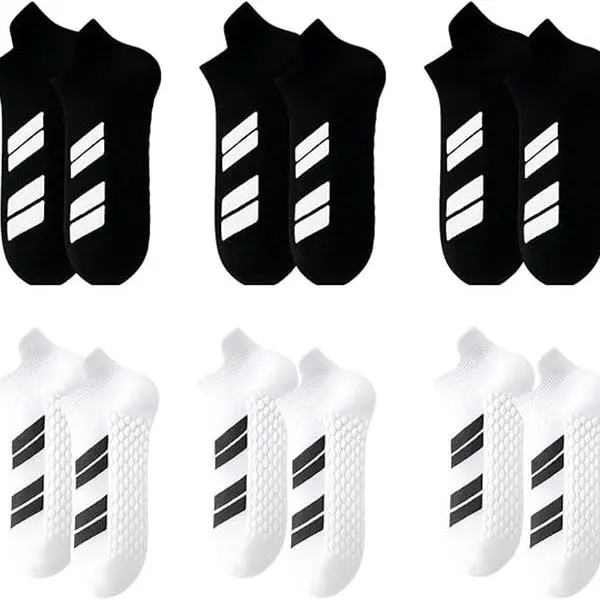 Men’s & Women’s 6-Pair Plain Soft Breathable Sports Compression Ankle Socks, Low-Cut Terry Sole Moisture-Wicking for Training & Workout Athleisure Casual Wear, Soft Breathable Socks