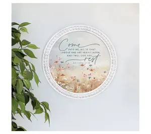 Sincere Surroundings 14" Come Rest Flowers Beaded Art.