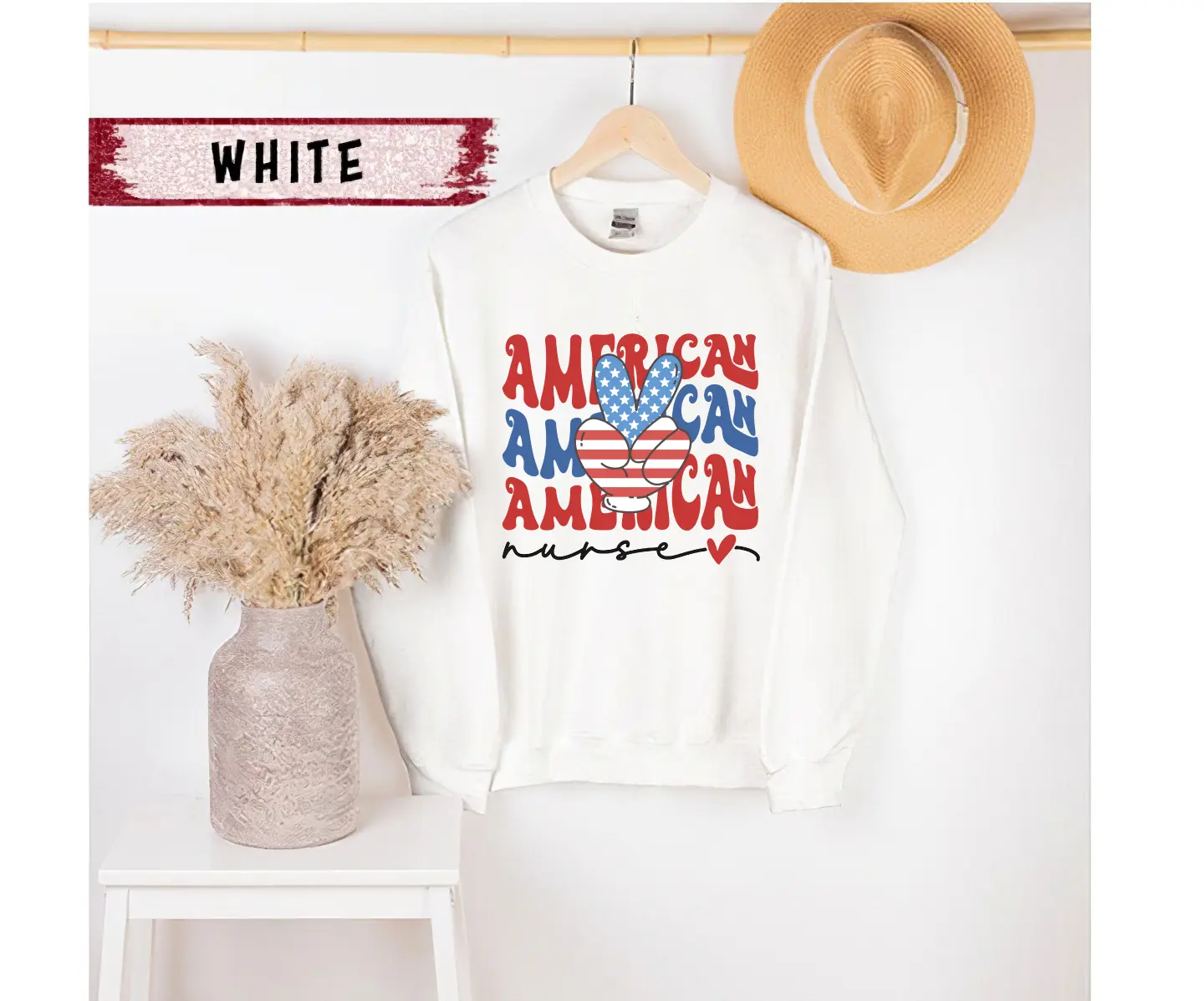 American Nurse 4th Of July, Independence Day Patriotic Sweater, 4th Of July All American Nurse Red White And Blue Scrub, 4th of July Patriotic USA Flag Nursing Sweater
