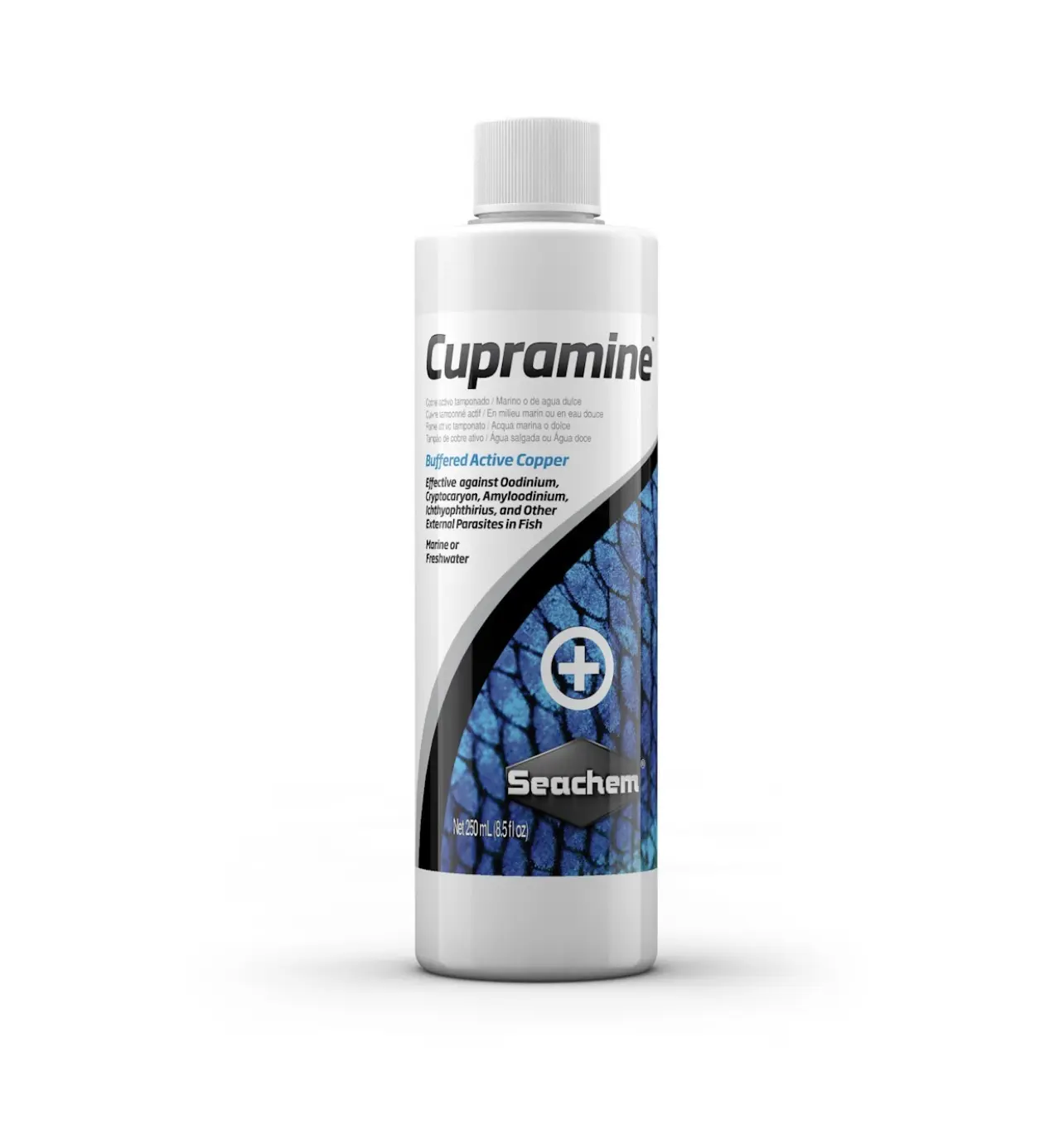 Seachem Cupramine Buffered Copper-Based Aquarium Medication for External Parasites Oodinium Cryptocaryon Amyloodinium Ichthyophthirius