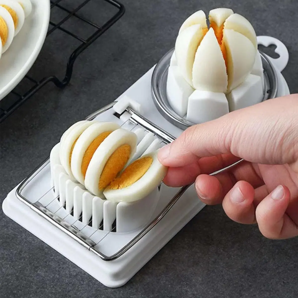 Stainless Steel Egg Slicer, 1 Count 2 In 1 Egg Cutter, Double Ended Stainless Steel Egg Slicer, Kitchen Gadget For Home Use, Kitchen Cooking Accessories, Kitchen Utensils Gadgets, Kitchenware