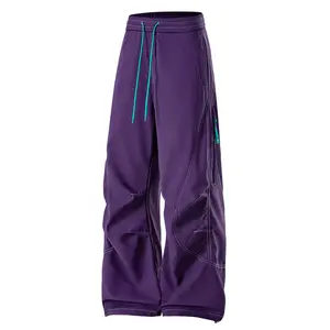 Autumn and Winter New Curved Blade Pants Casual Pants, Men's Paratrooper Pants Waterproof Softshell Pants, Trendy Multi-Pocket Work Pants Outdoor Hiking Pants, Unisex Loose Long Straight-Leg Pants, Youthful Fashion Student Trousers Suitable for Daily Wear