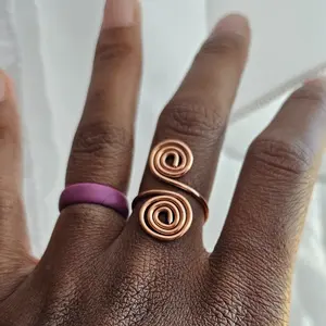 Afrocentric Adjustable Copper Ring, Wire Wrapped Spiral Ring, 16 Gage Wire Ring [Made-to-Order]