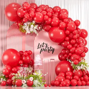114-Piece Red Latex Balloon Garland Arch Kit - 18in, 12in, 10in, 5in Sizes for Wedding, Birthday Party Decor
