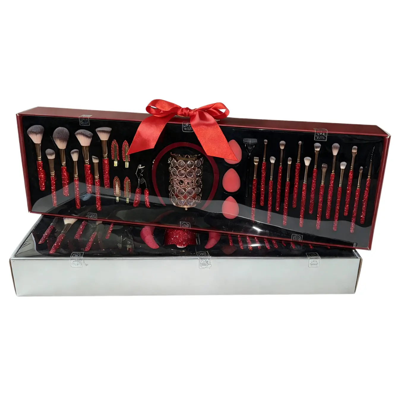 Women's 32-Piece Professional Makeup Brushes Set - Complete Luxury Design Kit for Beginners with Foundation, Concealer, Eyeshadow Blending Tools, Eyebrow Pencil, Tint, Tweezers, Blush, Contour, Lash Tools in Cosmetic Gift Box, Complete Kit