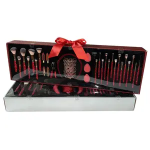32-Piece Professional Makeup Brush Set for Women, High-Quality Foundation Concealer Eyeshadow Blending Brushes Kit with Eyebrow Pencil Tint Tweezers, Cosmetic Gift Box
