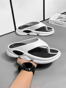 Men's Summer Anti-Slip Sandals, Soft Eva Sole Flip Flops, Casual Outdoor Sports Beach Slippers, All Seasons Footwear