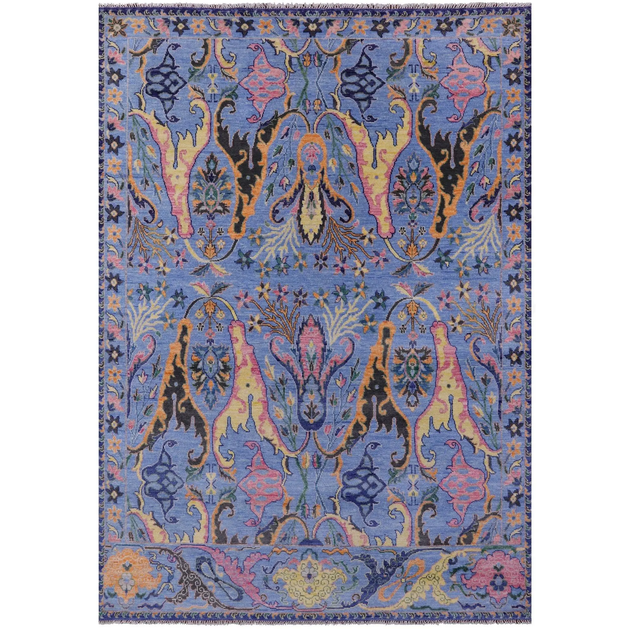 SUPER SALE Blue Turkish Oushak Hand Knotted Wool Rug - 9' 2" X 12' 3"