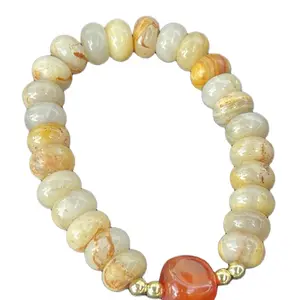 Carnelian nugget with Crazy Lace Agate Bracelet