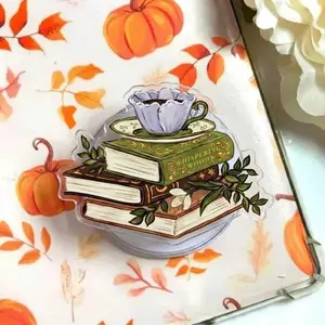 Coffee Books Acrylic Phone Grip, Bookish Vibe Magnetic Holder, Griptok for Book Lovers