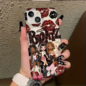 Fashionable cute personality B-Bratzs leopard print lip Y2K design phone case, stylish shockproof personality creative design, compatible with iPhone 17/16/15/14/13/12/11/X/XS/XSMAX, suitable as a holiday gift for friends, family, or yourself.