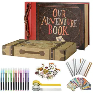 Photo Album, Our Adventure Book Cardboard Ccover DIY Scrap Book Album with Scrapbook Supplies Exquisite Box for Couples Weddings, Travelling, Birthday, Christmas Day