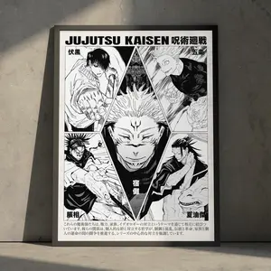 Jujutsu Kaisen Anime Manga Poster Art Print, JJK Sukuna Toji Gojo Geto Choso Vintage Minimalist Japanese Wall Decor Artwork