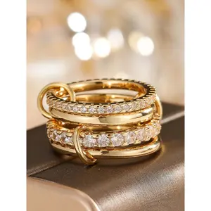 Women's Elegant Rhinestone Decorated Ring, Exquisite Trendy Ring, Fashionable Jewelry for Women As Gift