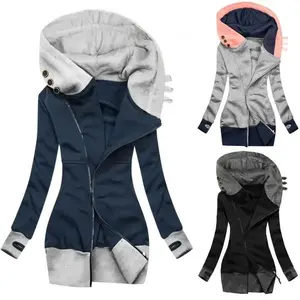 Women’s Hooded Sweatshirt Jacket – Autumn/Winter Longline Hoodie Coat