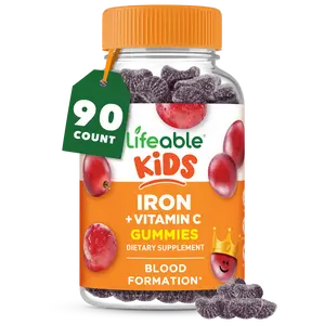 Lifeable Iron Gummies for Kids | with Vitamin C | 10mg Iron for Kids | Great Tasting Kids Iron Supplement Gummies | Vegetarian Iron Vitamins for Immune Health and Iron Deficiency | 90 Gummies