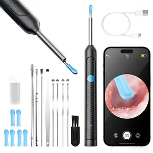 1080P HD Ear Wax Removal Tool with Camera, 6 Ear Spoon Set, Rechargeable USB/Battery Dual Power, tar Cleaning Device for Safe Ear Care Waterproof Ear Cleaning Tool Ear Scoop with Camera Wireless Visual Ear Cleaner Earwax Removal Kit earwax removal tool