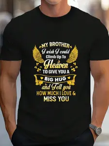 100% Cotton Brother My Angel T Shirt In Memory Of Brother In Heaven T-Shirt Women's Men's Graphic Tee Crew Neck summer vacation Tops