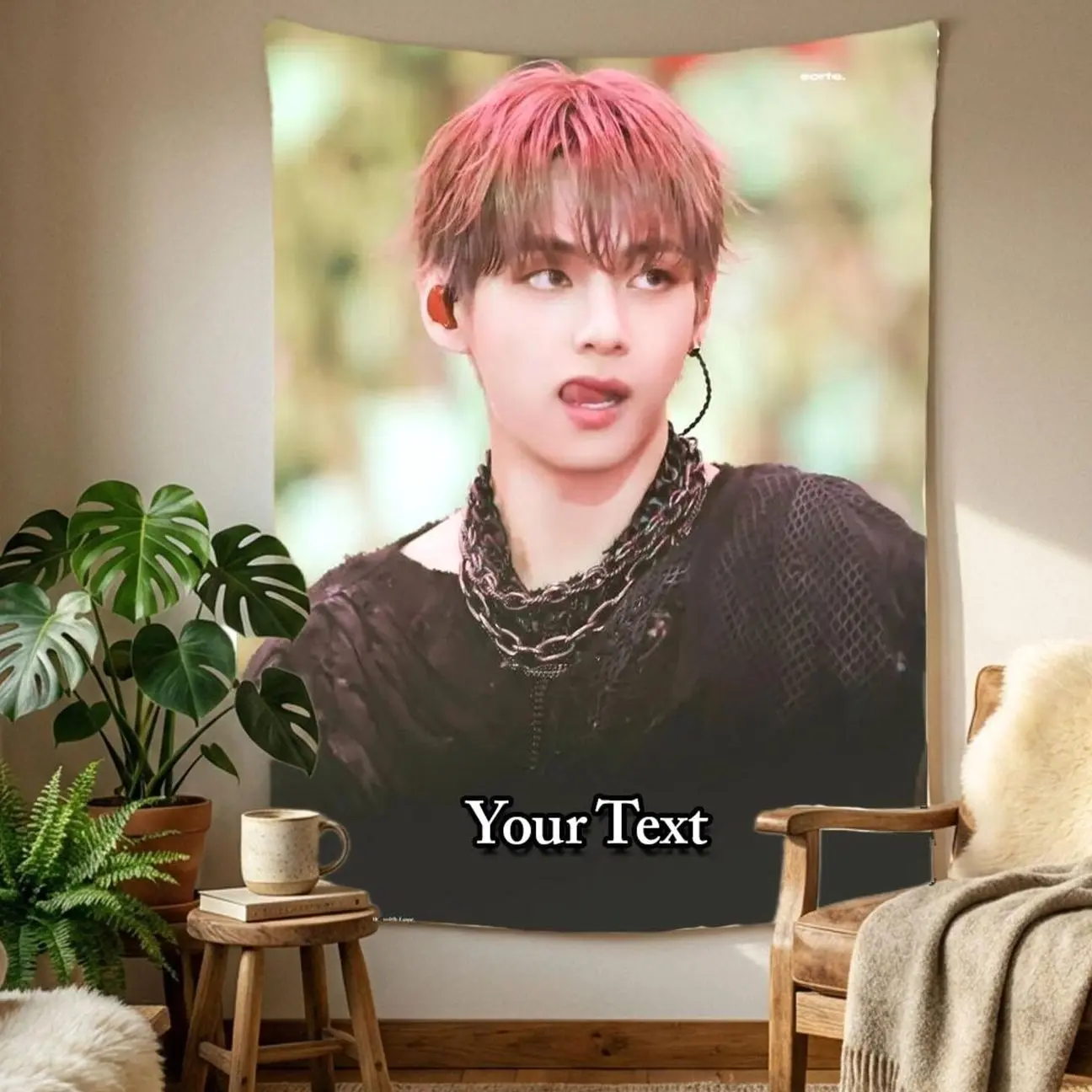 Taehyung Hanging Tapestry | Bantan Boys | Personalized Wall Art | Polyester Fabric | Ship Flag Banner