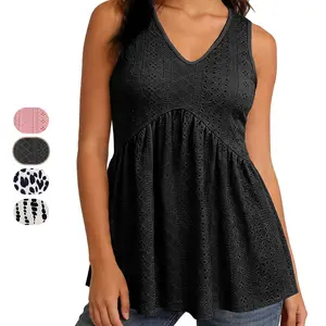 Mintong Women's Tank Tops 2026 Flowy Peplum Tops (Size Up 1-2 for Oversized Look) for Women Dressy Sleeveless V Neck Babydoll Tank Tops Fabric Stretchy tank tops summer tops