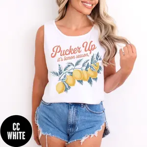 Lemon Lovers Tank Top, Pucker Up It's Lemon Season Tank, Fruit Tank, Aesthetic Fruit Tank Top, Cottagecore Lemon Tank