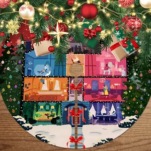 Christmas Tree Decoration 36 Inches Red Xmas Tree Mat Decor Retro Xmas Tree Decoration