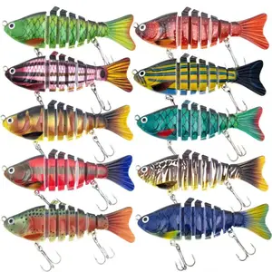FishingLures 5 Pieces Set Multi Jointed Swim Crank Lures 3.9in Bionic Hard Bait for Fresh & Saltwater Slow Sinking Lifelike Swimbait Outdoor Equipment for Beginners Rotary Tool Fishing Lure Set fhis ing Multi Segment Hard Body Swimbait hard metal