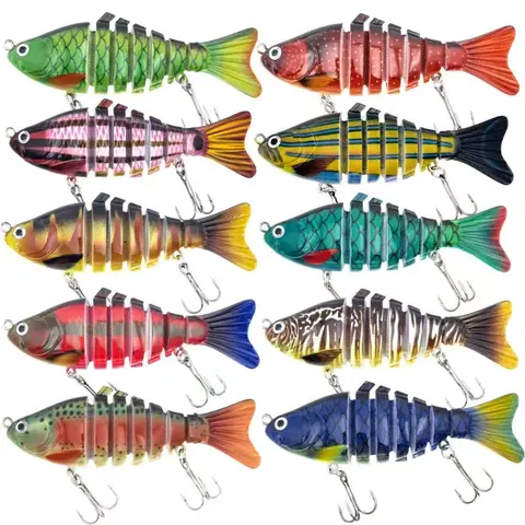 5-Piece Multi-Jointed Slow Sinking Swimbait Lures - 3.9in Fishing Gear, Hard Body, Multi-Joint Motion, Real-Fish Mimic, Slow-Sink Control, 5-Lure Variety, Beginner-Friendly, Fresh/Saltwater Use, Fisherman Gift
