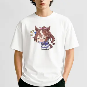Tokai Teio Uma Musume Pretty Derby Chibi Anime Otaku Graphic Tee - Heavy Cotton Unisex T-Shirt, High Quality Screen Print Ready for Otaku Fans Casual Breathable